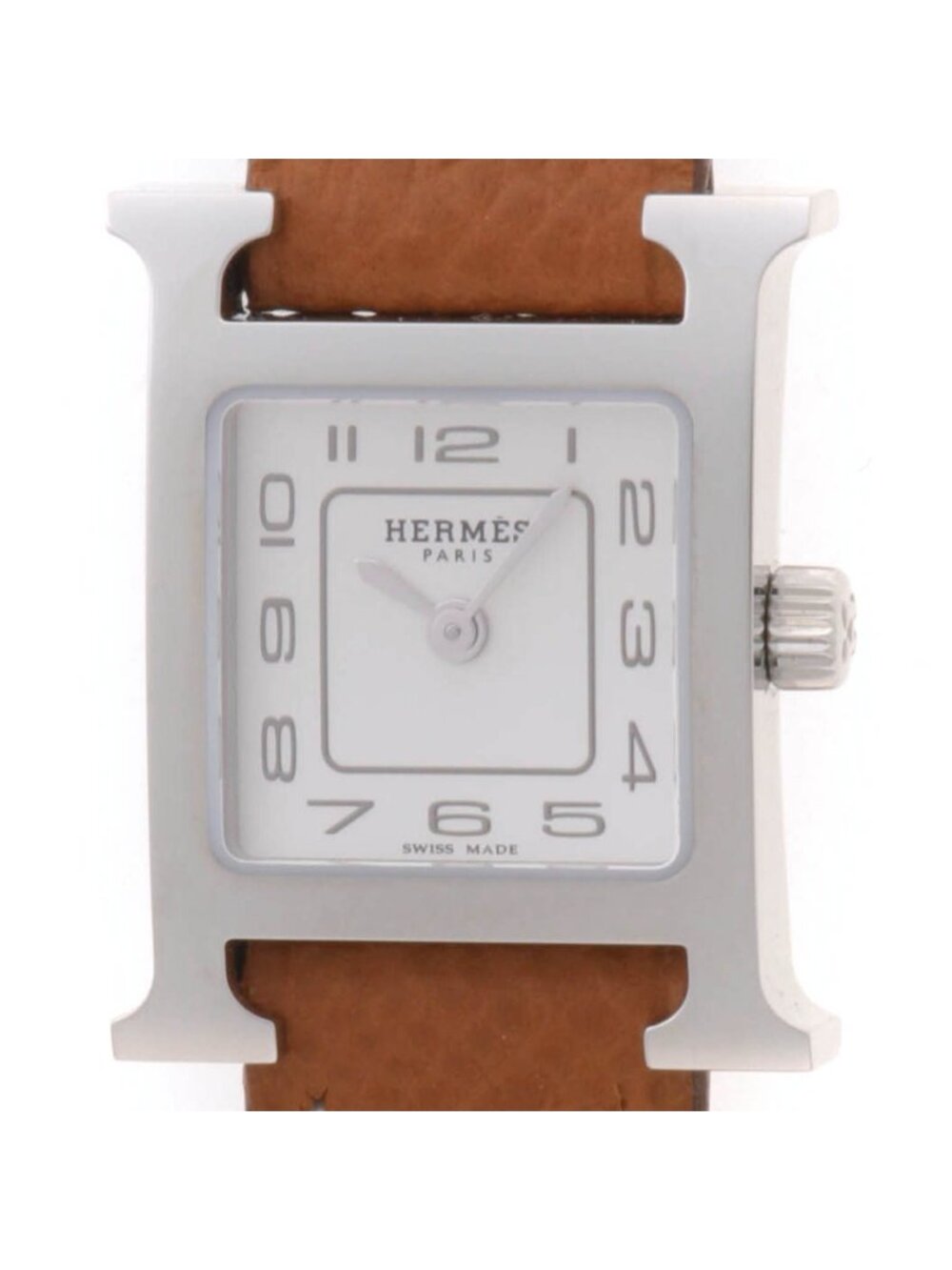 Hermes H Watch Mini SS Leather White